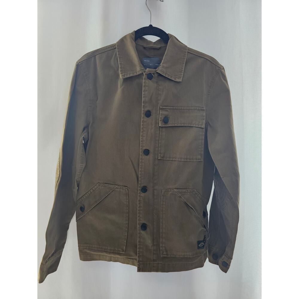 Zara Men's brown/green (olive drab) collared cotton jacket size Small